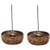 Sheesham Wood Incense Burner Holder – Set of 2 Coffin Style Sun Moon Inlay Handmade Aromatherapy Room Freshener Fragrance Cone Incense Stick Burner Ash Catcher – Zen Home Gift – 12x2x2 – COTTON CRAFT(Natural)
