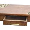 Wood Accent Console Sofa Table – Hand Carved Antique Brown Gold Metallic Design Entryway Table with Metal Pull Drawer – Small Space Kee Bel Collection Easy Assembly – 32″W x 32″H x 14D” – COTTON CRAFT