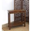 Wood Accent Console Sofa Table – Hand Carved Antique Brown Gold Metallic Design Entryway Table with Metal Pull Drawer – Small Space Kee Bel Collection Easy Assembly – 32″W x 32″H x 14D” – COTTON CRAFT