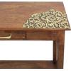 Wood Accent Console Sofa Table – Hand Carved Antique Brown Gold Metallic Design Entryway Table with Metal Pull Drawer – Small Space Kee Bel Collection Easy Assembly – 32″W x 32″H x 14D” – COTTON CRAFT