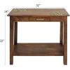 Wood Accent Console Sofa Table – Hand Carved Antique Brown Gold Metallic Design Entryway Table with Metal Pull Drawer – Small Space Kee Bel Collection Easy Assembly – 32″W x 32″H x 14D” – COTTON CRAFT