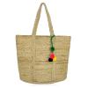 COTTON CRAFT – Hand Braided Multi Chindi & Jute Tote Bag – 20x13x11 – Reuseable Multipurpose Bag – Grocery Shopping – Beach – Made from Colorful Recycled Rag Strips – Accented with Colorful Pompoms(Natural)
