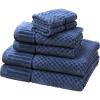 COTTON CRAFT 6 Piece Set – 100% Cotton Bathroom Towels – Soft Absorbent Sculpted Jacquard Velour Decorative – 550 GSM Luxury Guest – 2 Bath, 2 Hand, 2 Washcloth – Blue(Blue)