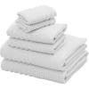 COTTON CRAFT 6 Piece Towel Set – 100% Cotton Plush 600 GSM Towels – Sculpted Super Zero Twist Pleated Ribbed Bathroom Towel Set – Soft Absorbent Luxury – 2 Bath Towel 2 Hand Towel 2 Washcloth – White