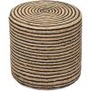 COTTON CRAFT Braided Pouf – Cylindrical Jute Cotton Ottoman – Boho Foot Stool – Bedroom Dorm Family Room Accent Seating – Rustic Decorative Round Pouf – 15 Dia x 16 Height – Natural Black Pinstripe(Black Pinstripe)