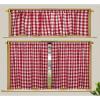 COTTON CRAFT Café Kitchen Window Curtain 3 Pc – Tier Curtains with Valance – Gingham Buffalo Check 100% Cotton Window Panel Treatment – Farmhouse Country Rustic Laundry Bedroom – 30×36 / 16×60 – Black(Red & White)
