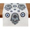 COTTON CRAFT Christmas Beaded Table Runner – Candy Cane – Xmas Holiday Harvest Autumn Fall Thanksgiving Celebration Festive Party Handmade Kitchen Dining Tabletop Décor Tablerunner – 13 x 36 – Red(Hamsa Evil Eye Blue)