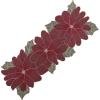 COTTON CRAFT Christmas Beaded Table Runner – Poinsettia – Xmas Holiday Harvest Autumn Fall Thanksgiving Celebration Festive Party Handmade Kitchen Dining Tabletop Décor Tablerunner – 13×36 – Red Green(Poinsettia)