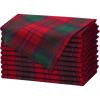 COTTON CRAFT Christmas Holiday Napkins -12 Pack – Cotton Cloth Table Napkins – Reusable Washable – Lunch Dinner Party Celebration Decorative Napkin Festive Gift Bag -17×17 White & Metallic Gold Stripe(Red Green Gold Plaid)