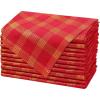 COTTON CRAFT Christmas Holiday Napkins -12 Pack – Cotton Cloth Table Napkins – Reusable Washable – Lunch Dinner Party Celebration Decorative Napkin Festive Gift Bag -17×17 White & Metallic Gold Stripe(Red Gold Plaid)