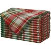 COTTON CRAFT Christmas Holiday Napkins -12 Pack – Cotton Cloth Table Napkins – Reusable Washable – Lunch Dinner Party Celebration Decorative Napkin Festive Gift Bag -17×17 White & Metallic Gold Stripe(Red Green Ivory Plaid)