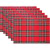 COTTON CRAFT Christmas Placemats – Set of 6 Xmas Tartan Plaid Festive Table Mat – Pure Cotton Reusable Gingham Buffalo Check Decorative Celebration Party Holiday Table Décor – 13×19 – Red Green Multi(Red Green Ivory)