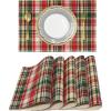 COTTON CRAFT Christmas Placemats – Set of 6 Xmas Tartan Plaid Festive Table Mat – Pure Cotton Reusable Gingham Buffalo Check Decorative Celebration Party Holiday Table Décor – 13×19 – Red Green Multi(Red Green Multi)