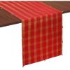COTTON CRAFT Christmas Table Runner – Xmas Tartan Plaid Festive Tablerunner – Pure Cotton Gingham Buffalo Check Reusable Decorative Holiday Party Celebration Table Décor – 13×72 Inch – Red Green Multi(Red Gold Bells Plaid)