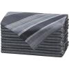 COTTON CRAFT Cloth Napkin – Set of 12 Pure Cotton Slub Harvest Orange Lace Trim Dinner Napkins – Fall Thanksgiving Xmas Holiday Table Celebration Festive Party Thick Washable Reusable Napkin -18×18(Grey Stripe)