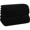 COTTON CRAFT- Euro Spa Set of 4 Luxury Waffle Weave Bath Towels, Oversized Pure Ringspun Cotton, 30 inch x 56 inch, White(Black)