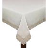 COTTON CRAFT Flax Linen Tablecloth with Lace – 60×120 inch XL Rectangle Table Cloth – Harvest Thanksgiving Holiday Party Kitchen Dining Table Cover – Washable Reusable 10 Foot Tabletop Cover – Natural