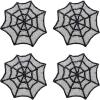 COTTON CRAFT Glitz Handmade Beaded Bar Drink Tabletop Protection Coasters – Set of 8 – Halloween Harvest Autumn Fall Thanksgiving Holiday Christmas Xmas Celebration Festive Party – 4 in Round – Silver(Black Silver Web)
