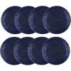 COTTON CRAFT Glitz Handmade Beaded Bar Drink Tabletop Protection Coasters – Set of 8 – Halloween Harvest Autumn Fall Thanksgiving Holiday Christmas Xmas Celebration Festive Party – 4 in Round – Silver(Navy)