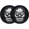 COTTON CRAFT Glitz Handmade Beaded Charger Placemats – Set of 4 – Halloween Harvest Autumn Fall Holiday Christmas Xmas Dining Celebration Festive Party Table Décor – 13.5 inch Round – Red(Black White – Skull)