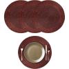 COTTON CRAFT Glitz Handmade Beaded Charger Placemats – Set of 4 – Halloween Harvest Autumn Fall Holiday Christmas Xmas Dining Celebration Festive Party Table Décor – 13.5 inch Round – Red(Burgundy)