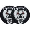 COTTON CRAFT Glitz Handmade Beaded Charger Placemats – Set of 4 – Halloween Harvest Autumn Fall Holiday Christmas Xmas Dining Celebration Festive Party Table Décor – 13.5 inch Round – Red(Black White – Werewolf)