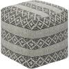 COTTON CRAFT Hand Tufted Pouf – Bedroom Dorm Home Accent – Foot Stool – Ottoman – Bean Bag – Versatile Modern Comfortable Prefilled Woven Cotton Square Pouf Footrest – 16x16x16 inches – Ivory(Ivory Black Stripe)