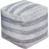 COTTON CRAFT Hand Tufted Pouf – Bedroom Dorm Home Accent – Foot Stool – Ottoman – Bean Bag – Versatile Modern Comfortable Prefilled Woven Cotton Square Pouf Footrest – 16x16x16 inches – Ivory(Blue Dhurrie)