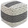 COTTON CRAFT Hand Tufted Pouf – Bedroom Dorm Home Accent – Foot Stool – Ottoman – Bean Bag – Versatile Modern Comfortable Prefilled Woven Cotton Square Pouf Footrest – 16x16x16 inches – Ivory(Ivory Black Aztec)