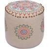 COTTON CRAFT Hand Tufted Pouf – Bedroom Dorm Home Accent – Foot Stool – Ottoman – Bean Bag – Versatile Modern Comfortable Prefilled Woven Cotton Square Pouf Footrest – 16x16x16 inches – Ivory(Natural Multi Suzani)