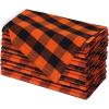 COTTON CRAFT Harvest Plaid Cloth Napkin – Set of 12 Pure Cotton Dinner Napkins – Everyday Fall Halloween Thanksgiving Holiday Party Table Napkin Gift – Reusable Napkin – 17×17 – Rust Orange Multi(Orange Black)