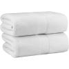 COTTON CRAFT Hooded Hotel Towel – Oversized Extra Large 40 x 80 – Heavyweight 700 GSM Towel with Hood for Adults – 100% Cotton Ringspun Terry Pool Beach Bath Sheet Wrap – Soft Plush Absorbent – Blue(White – 2 Pack Bath Sheet)