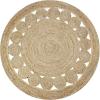COTTON CRAFT Jute Braided Area Rug – 4 Feet Round – Boho Farmhouse Rustic Vintage Area Accent Throw Rug – Handwoven Reversible Natural – Living Room Den Study Home Décor Gift – Natural