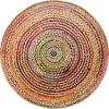 COTTON CRAFT Jute Chindi Braid Rag Rug – Boho Farmhouse Rustic Area Accent Throw Rug – Handwoven Reversible Natural Recycled Cotton – Living Room Den Study Home Décor Gift – 4 Feet Round – Multi Color(6′ (Round))
