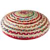 COTTON CRAFT Jute Chindi Braid Rag Rug – Boho Farmhouse Rustic Area Accent Throw Rug – Handwoven Reversible Natural Recycled Cotton – Living Room Den Study Home Décor Gift – 4 Feet Round – Multi Color(Floor Pillow)