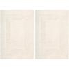 COTTON CRAFT Luxurious Bath Mat Rug – Set of 2 Reversible Heavyweight Step Out Bath Mats for Bathroom Floor, Tub and Shower – Pure Cotton Soft Plush Absorbent Hand Tufted Mat – 17 x 24 – Charcoal Grey(Ivory)
