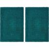 COTTON CRAFT Luxurious Bath Mat Rug – Set of 2 Reversible Heavyweight Step Out Bath Mats for Bathroom Floor, Tub and Shower – Pure Cotton Soft Plush Absorbent Hand Tufted Mat – 17 x 24 – Charcoal Grey(Teal)