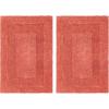 COTTON CRAFT Luxurious Bath Mat Rug – Set of 2 Reversible Heavyweight Step Out Bath Mats for Bathroom Floor, Tub and Shower – Pure Cotton Soft Plush Absorbent Hand Tufted Mat – 17 x 24 – Charcoal Grey(Coral)