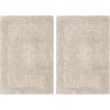 COTTON CRAFT Luxurious Bath Mat Rug – Set of 2 Reversible Heavyweight Step Out Bath Mats for Bathroom Floor, Tub and Shower – Pure Cotton Soft Plush Absorbent Hand Tufted Mat – 17 x 24 – Charcoal Grey(Linen)