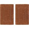 COTTON CRAFT Luxurious Bath Mat Rug – Set of 2 Reversible Heavyweight Step Out Bath Mats for Bathroom Floor, Tub and Shower – Pure Cotton Soft Plush Absorbent Hand Tufted Mat – 17 x 24 – Charcoal Grey(Mocha)