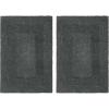 COTTON CRAFT Luxurious Bath Mat Rug – Set of 2 Reversible Heavyweight Step Out Bath Mats for Bathroom Floor, Tub and Shower – Pure Cotton Soft Plush Absorbent Hand Tufted Mat – 17 x 24 – Charcoal Grey(Charcoal)