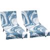 COTTON CRAFT Pool Lounge Chair Cover – 2 Pack – Chaise Beach Picnic Spa Towel – Cabana Stripe – Soft Premium Ringspun Terry Cotton – Oversized – 32 inch wide x 82 inch long with 7 inch Pocket – Orange(Waves – Surf Blue)