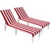 COTTON CRAFT Pool Lounge Chair Cover – 2 Pack – Chaise Beach Picnic Spa Towel – Cabana Stripe – Soft Premium Ringspun Terry Cotton – Oversized – 32 inch wide x 82 inch long with 7 inch Pocket – Orange(Red White)