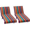 COTTON CRAFT Pool Lounge Chair Cover – 2 Pack – Chaise Beach Picnic Spa Towel – Cabana Stripe – Soft Premium Ringspun Terry Cotton – Oversized – 32 inch wide x 82 inch long with 7 inch Pocket – Orange(Summer of Siam)