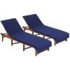 COTTON CRAFT Pool Lounge Chair Cover – 2 Pack 100% Cotton Soft Ringspun Terry Towel Chaise Patio Picnic Spa Sun Lounger Beach Lounge Chair Cover – Oversized 32 in W x 82 in L x 7 in Pocket – Navy Blue(Waffle – Navy Blue)