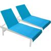 COTTON CRAFT Pool Lounge Chair Cover – 2 Pack 100% Cotton Soft Ringspun Terry Towel Chaise Patio Picnic Spa Sun Lounger Beach Lounge Chair Cover – Oversized 32 in W x 82 in L x 7 in Pocket – Navy Blue(Aqua)