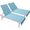 COTTON CRAFT Pool Lounge Chair Cover – 2 Pack 100% Cotton Soft Ringspun Terry Towel Chaise Patio Picnic Spa Sun Lounger Beach Lounge Chair Cover – Oversized 32 in W x 82 in L x 7 in Pocket – Navy Blue(Blue)