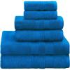 COTTON CRAFT Primary Colors Towel Set – Soft Absorbent 100% Cotton 6 Piece Towel Set – 2 Bath Towel, 2 Hand Towel, 2 Washcloth – Bright Colorful Dorm Kids Everyday Pool Shower Bathroom Towel – Blue