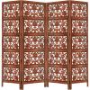 COTTON CRAFT Room Divider Wood Floor Screen – Kamal Antique White 4 Folding Panel 72×80 – Portable Reversible Functional Decorative Partition – Reversible Boho Freestanding Small Spaces Privacy(Padma – Brown)