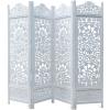 COTTON CRAFT Room Divider Wood Floor Screen – Kamal Antique White 4 Folding Panel 72×80 – Portable Reversible Functional Decorative Partition – Reversible Boho Freestanding Small Spaces Privacy(Kamal – Antique White)